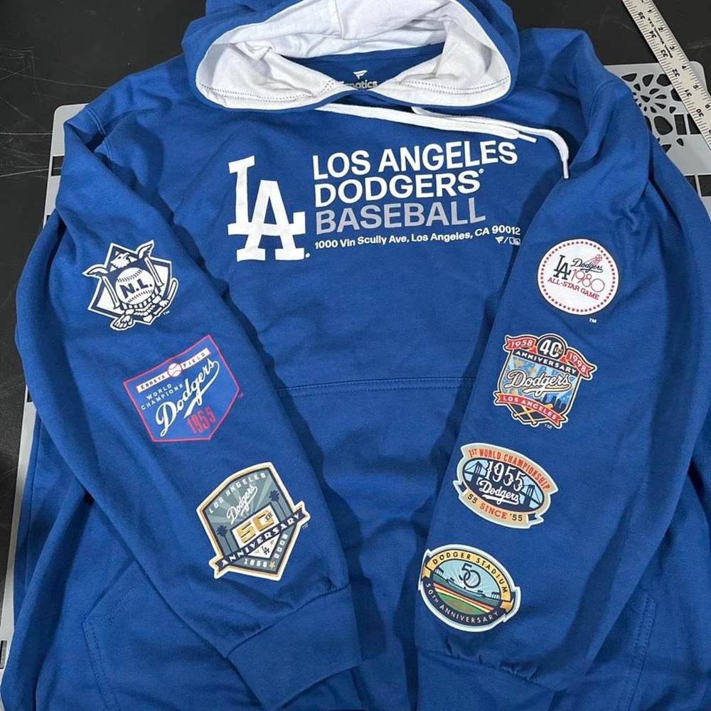 Fanatics Los Angeles Dodgers Blue Multi Patch Hoodie Mens 2XL MLB Baseball